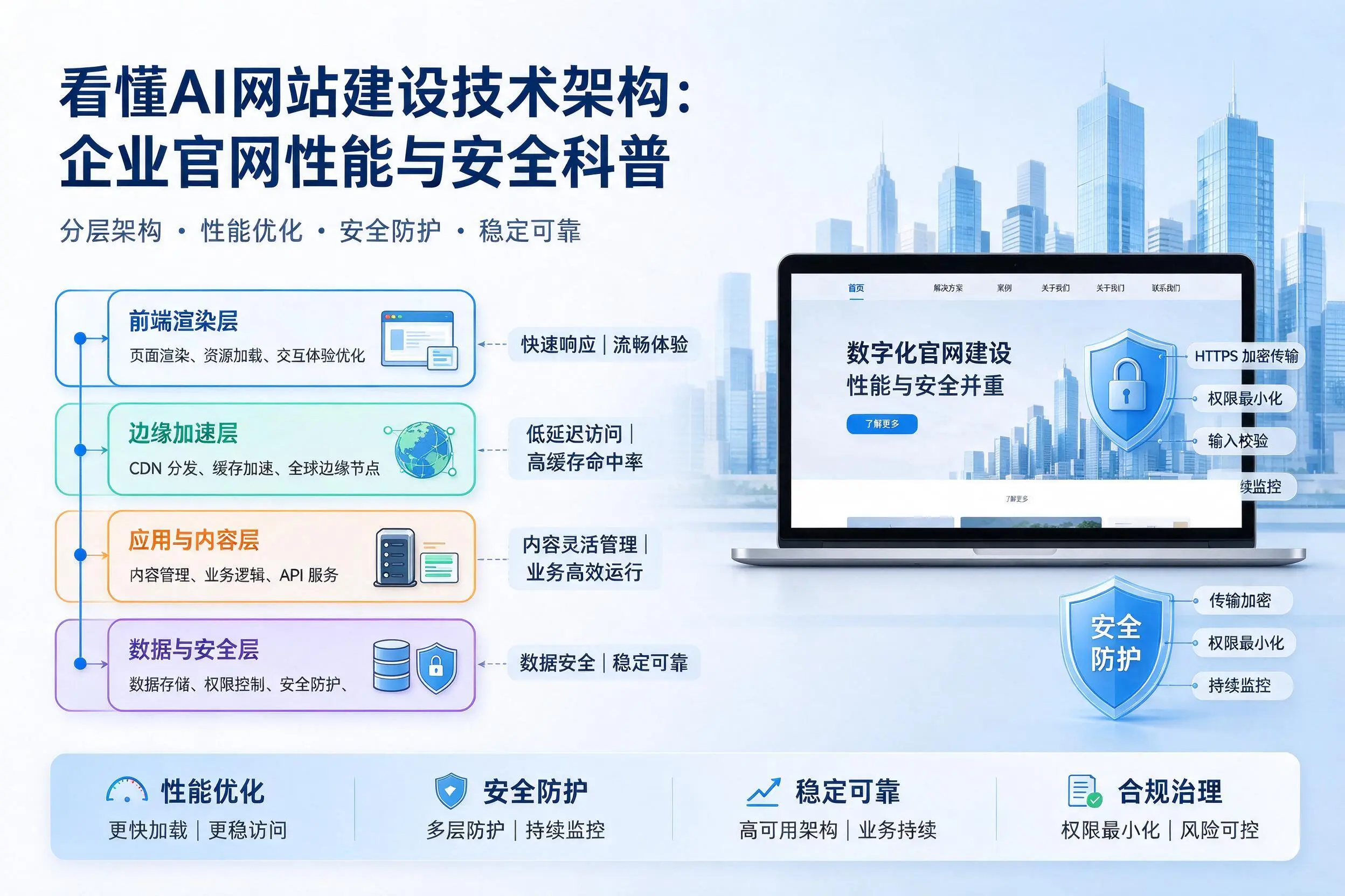 看懂AI网站建设技术架构：大同企业官网性能与安全科普