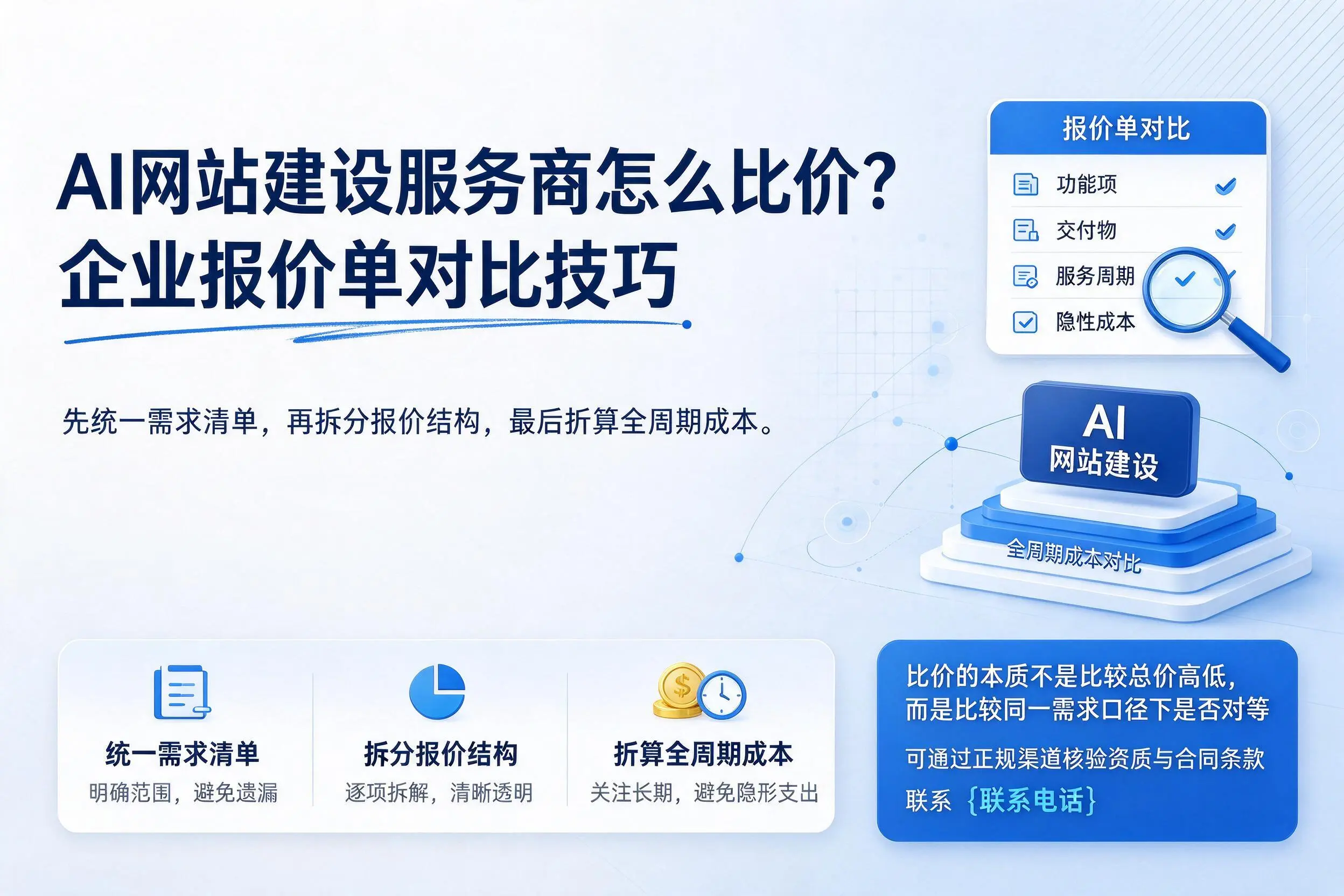 AI网站建设服务商怎么比价？大同企业报价单对比技巧